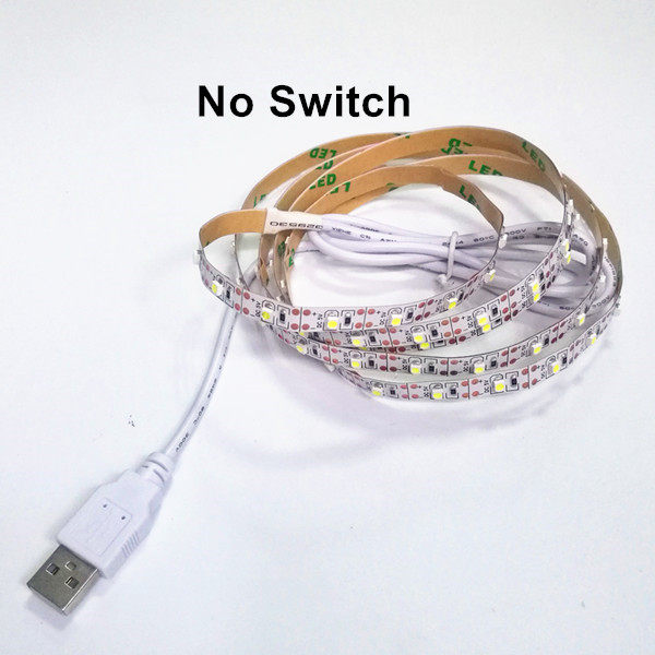 USB LED Strips with Switch 2835 White Warm White 5m Ribbon DC5V Tape Lamp PC TV Screen Background Home Decor Lighting